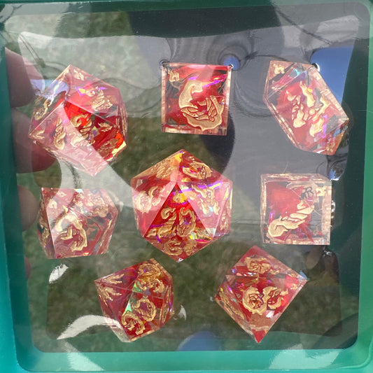 Dice red foil with pale gold